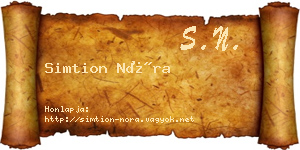 Simtion Nóra névjegykártya